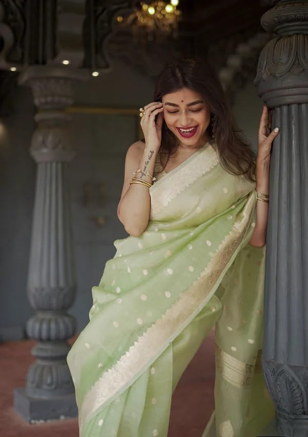 Image of Flosive Women's Cotton Saree With Blouse Piece
