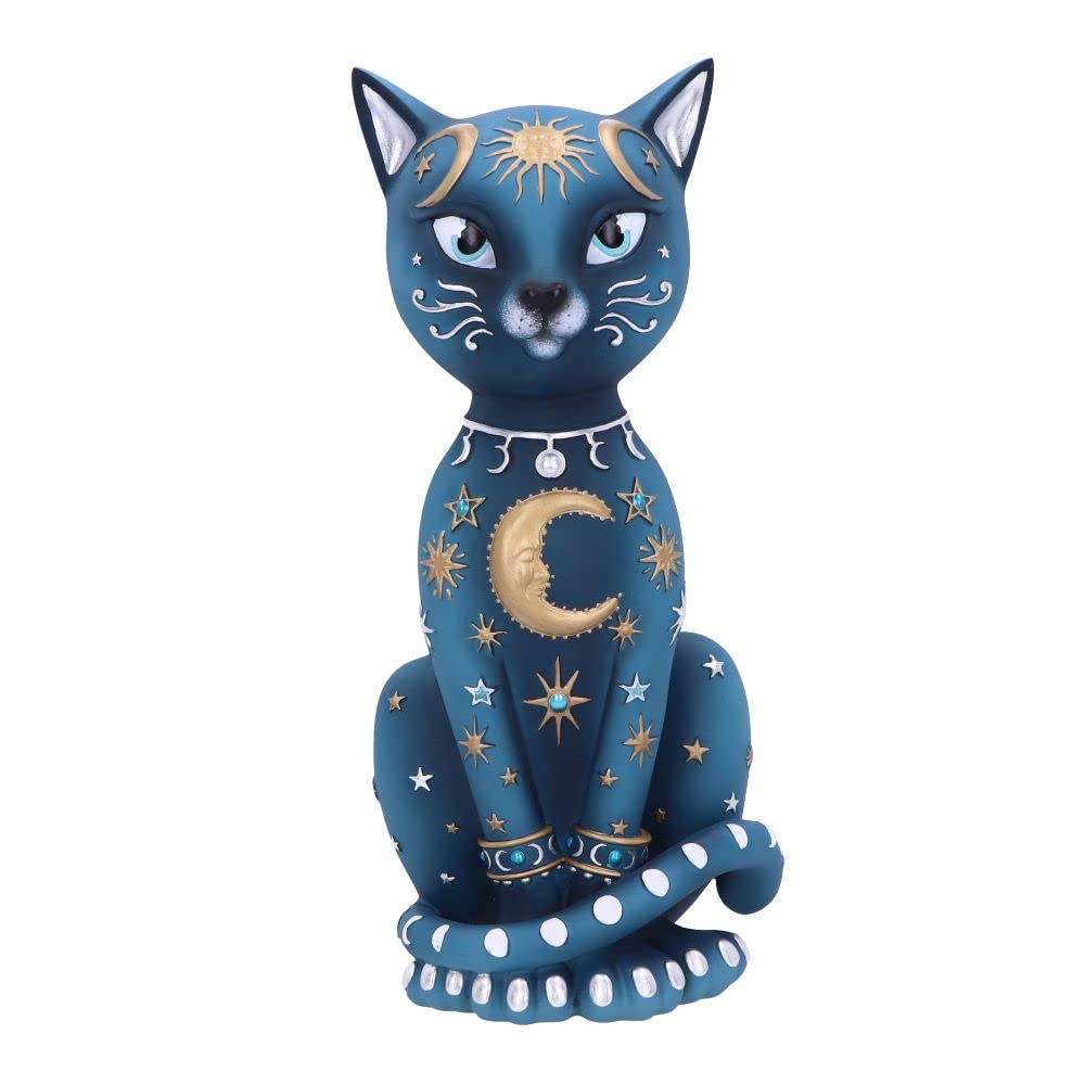 Celestial Kitty 26cm, Resin, Blue, Celestial Cat Figurine, Kitty Figurine, Spiritual Gift, Cast in the Finest Resin, Expertly Hand-Painted