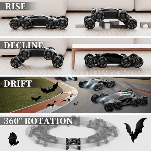 Image of Terucle 8WD Remote Control Car, 2.4Ghz RC Cars with Spray & Cool Light, Kids Toys Electroplating Process Transform Drift Climbing Car, Boys Toys for Age 4-6 7 8-13 Year Old (Black)
