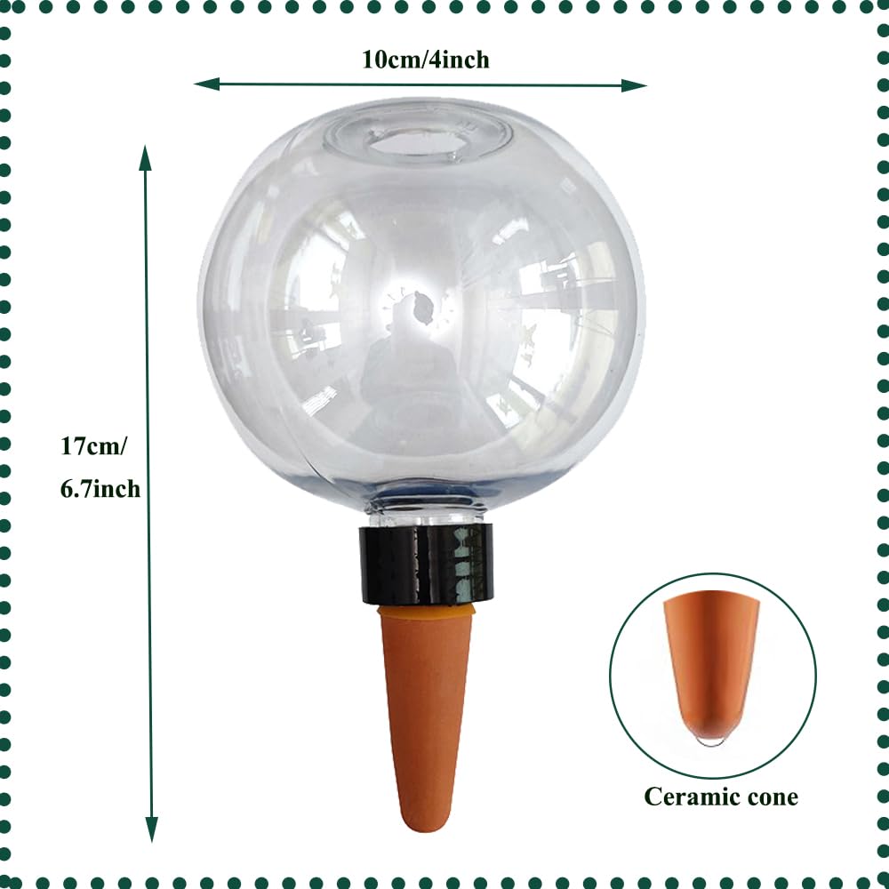 Bola de riego 500ml, Regador automático de plantas en forma de bola, dispensador de agua transparente - Riego por goteo inteligente para vacaciones, oficina y jardineros perezosos (2)