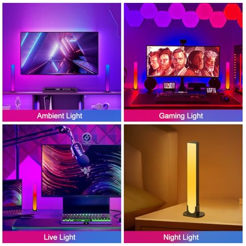 HOTUT Smart LED Light Bars,2 Packs TV Backlight Gaming Lights,Entertainment Lighting,RGB Flow Light Bars,Remote Control and App Control,Music Sync for PC,Ambient Lighting - Image 6