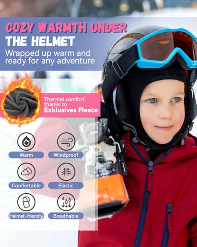 Hikenture Kids Balaclava Ski Mask - Kids Ski Neck Gaiter & Toddler Fleece Neck Warmer w/Helmet Liner Hood4