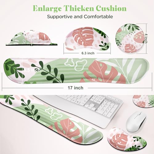 Image of Gimars Enlarge Silky and Superfine Fabric Gel Memory Foam Keyboard Wrist Rest Set, Ergonomic Keyboard Mouse Wrist Support for Typing Pain Relief, Comfort for Office, Gaming, Computer-Morandi Pink