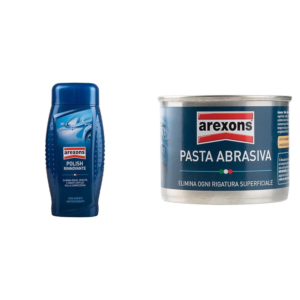 AREXONS POLISH RINNOVANTE 500 ml, rimuovi graffi, opacità e righe della carrozzeria & PASTA ABRASIVA 150 ml Pasta abrasiva elimina graffi per manutenzione auto