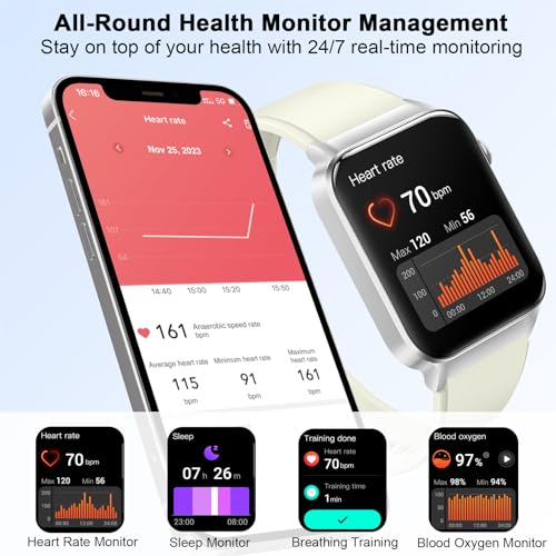 Image of Smart Watch for Women Men (Answer /Make Call), Smartwatch with Heart Rate /Sleep Monitor /Pedometer, 2026 New Fitness Watch IP68 Waterproof, 113+ Sports Modes,Activity Tracker for Android iOS-White