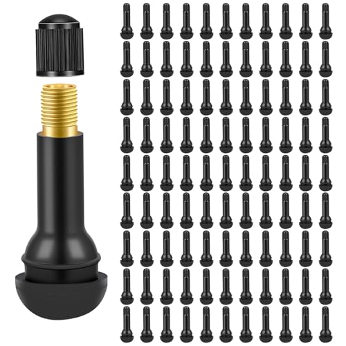 MISIQIMA 100 unidades TR413 Válvulas de goma, Válvulas de neumáticos universales, Válvulas de coche Snap-In, Válvula de neumático para neumáticos de coche y motocicletas