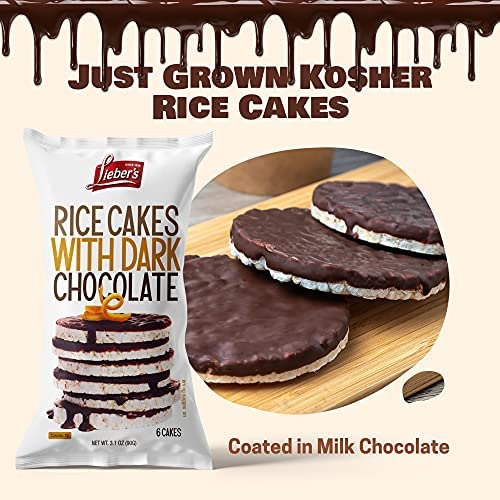 LIEBERS Dark Chocolate Rice Cakes, Kosher Certified Dairy Free, Gluten Free Snack