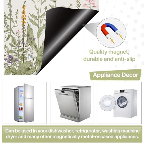 Image of Wildflowers Dishwasher Magnet Cover for Washers Fridge Cover Panel Decal Home Kitchen Decor,Washing Machine Cabinet Reusable Dishwasher Covers,26 x 23 inch