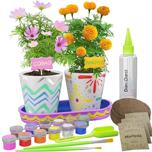 Paint & Plant Stoneware Flower Gardening Kit - Gifts for Girls & Boys Ages 4-12 - Kids Arts & Crafts Project Science Birthday Gift, STEM Activity for Age 4, 5, 6, 7, 8, 9, 10, 11 & 12 Year Old Girl
