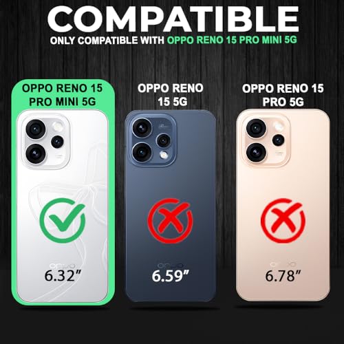 Image of AESTMO Oppo Reno 15 Pro Mini 5G Back Cover | Armor Camera Slider 360 Degree Rotating Finger Ring Holder Case with Bracket Stand Back Case Cover (Compatible with MagSafe Accessories) (Black)