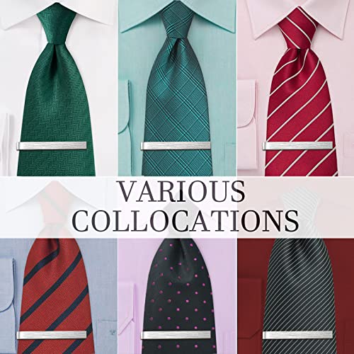 2.5 Inch Tie Clips For Men's Tie (3''-3.25'') In Gift Box, Tie Bar & Pins Set For Larger Width Necktie In Black Red White Blue Color, Suitable For Wedding Anniversary Valentine's Day Christmas Party #TOP4