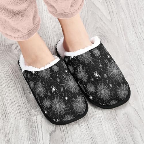 Cartoon Black Spiders Slippers For Women Men Soft Memory Foam Non-Slip Halloween Winter Indoor House Shoes Travel Slipper4