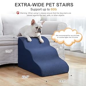 Dog-Stairs-Ramps-for-Small-Medium-Dogs-to-Beds-and-Couches-Up-to-18-Dog-Steps-with-Sturdy-High-Density-Foam-Pet-Stairs-with-Non-Slip-Bottom-for-Puppy-and-Cats-Gift-Hair-Remover-Roller-Navy-Blue - Cucciolini Doodles   Dog-Stairs-Ramps-for-Small-Medium-Dogs-to-Beds-and-Couches-Up-to-18-Dog-Steps-with-Sturdy-High-Density-Foam-Pet-Stairs-with-Non-Slip-Bottom-for-Puppy-and-Cats-Gift-Hair-Remover-Roller-Navy-Blue