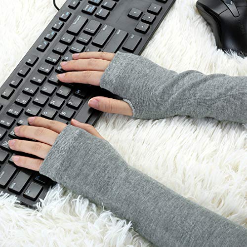 Femme Noir Tricoté Acrylique Mitaines Gants Longs