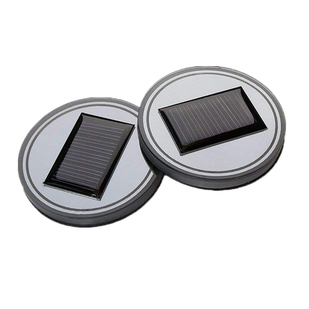 Youngine 2 Pack Solare LED Car Holder Tappetino Pad Impermeabile Bottiglia Bevande Coaster Luce incorporata e sensore di Vibrazione Auto Decorazione Lampada Luce (Blu)