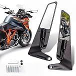 Letgoing Motorcycle Stealth Wing Rear View Mirrors 360° Adjustable Aluminium Alloy Mirrors for Z400/Z650/Z900 Duke 125-1290 MT07/09 Universal 8mm/10mm Fitment (Big size)