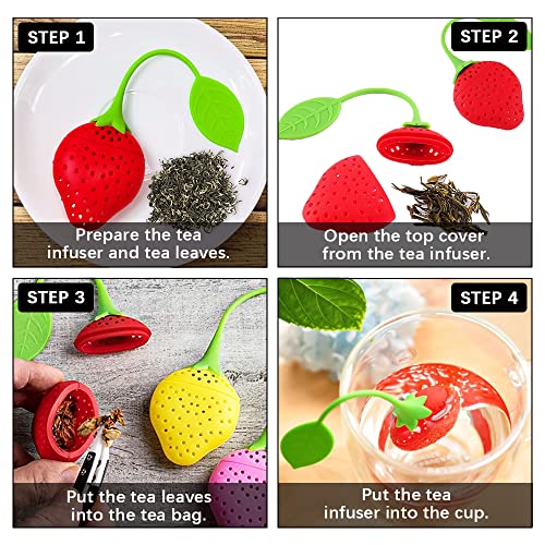 Hmieprs Innovative Strawberry Shape Design Silicone Loose Tea Infuser, Strainer, Steeper, Teapot & Teacup(8Pc, Strawberry Shape) #TOP2