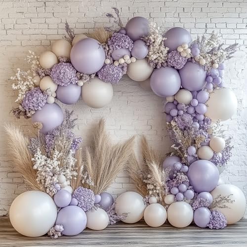 Image of 108Pcs Double Stuffed Lavender Balloon Garland Arch Kit