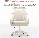 Home Office Chair Computer Chair with Mid-Back Upholstered Modern Tufted Computer Task Chair Swivel Height Adjustable Velvet Accent Chair Suitable for Bedroom,Study,Beige
