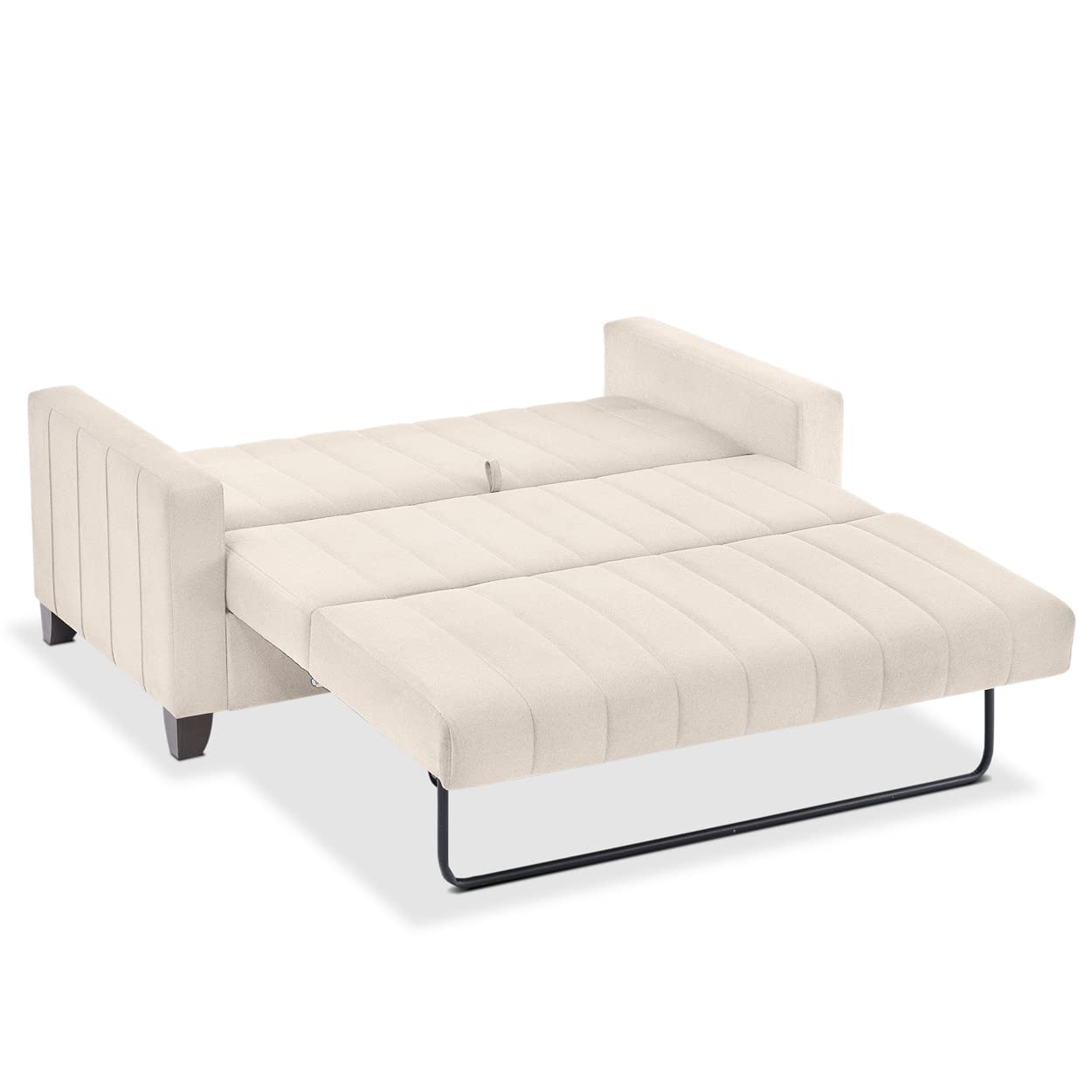 Divano Letto 2 Posti Matrimoniale Con Box - Tessuto Beige, Chaise Longue Estraibile - Foto 5