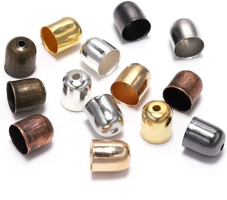 50Pcs Multicolor Tassel Leather Cords Buckle End Tip Cap Suede Fiber Crimps End Beads Caps Metal Cord End Cap for Jewelry Making End Caps Supplies DIY Jewelry Findings (12 x 12mm)