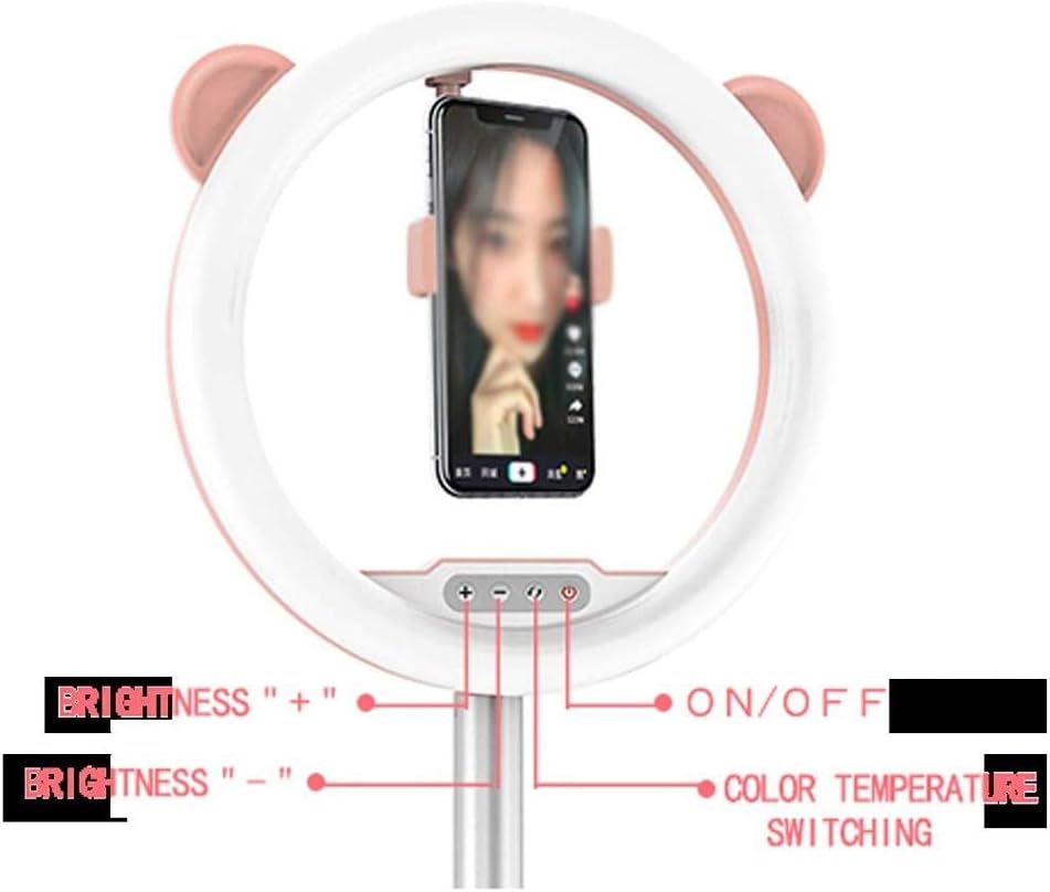 Portable Light Holder, Dimmable Live Light, 3 Color Modes Powered, for Live Streaming, Makeup, Selfie