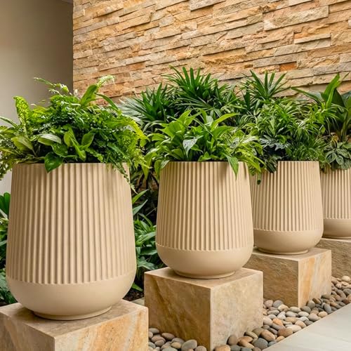 Image of Eha Earth Friendly Opera Big Planters for Home Decor | 22 inch, Pack of 1 | Heavy Duty Plant Pot Made with Rice Husk Biocomposite | UV Protected Pot for Plant | Pots & Planters Big Size