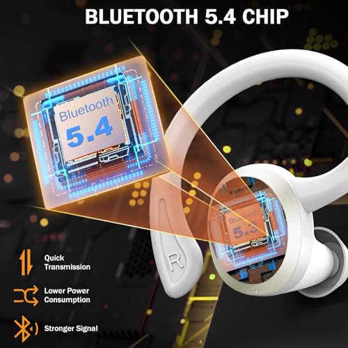 Image of Wireless Earbuds, Sport Bluetooth 5.4 Headphones 2026 New Bluetooth Earbuds with 56Hrs Stereo, 4 ENC Mic, Noise Canceling Over-Ear Buds with Earhooks, IP7 Waterproof Earphones for Workout /Running /Gym