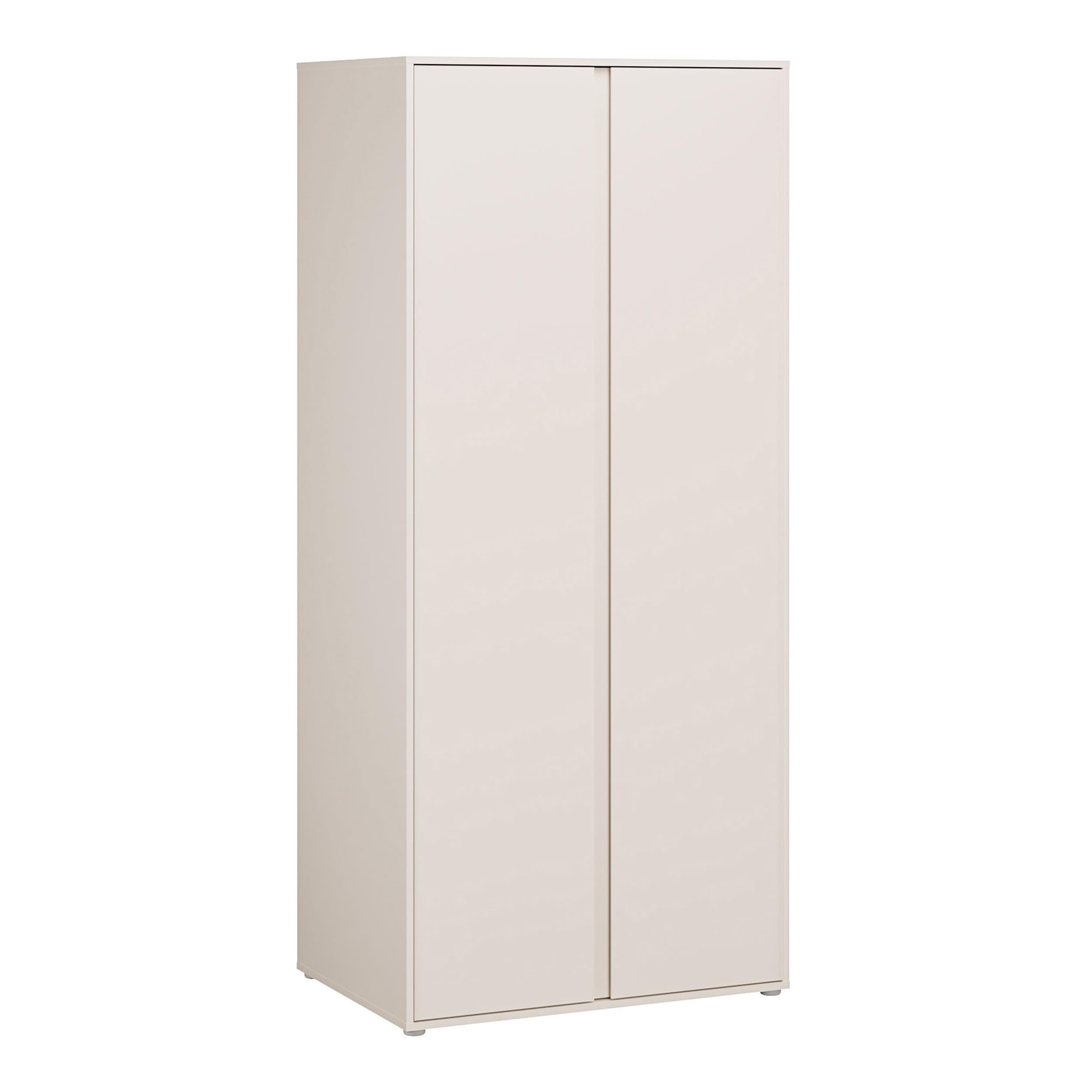 Forte LISSON Kleiderschrank 80 90, modern-minimalistischer Schrank, 2 Drehtüren, Einlegeboden und Kleiderstange, Holzwerkstoff, Kaschmir Beige, 86,2 cm breit x 193,7 cm hoch x 60,2 cm tief