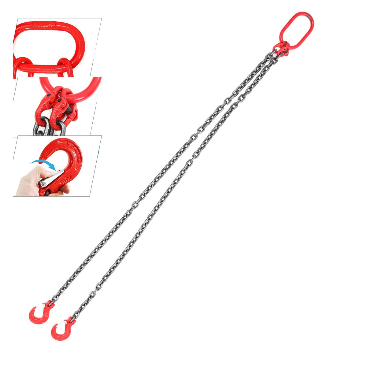 Cadena de Carga G80 MN 1.5 m 2 hebras 3T/6614LBS Eslinga de Elevación