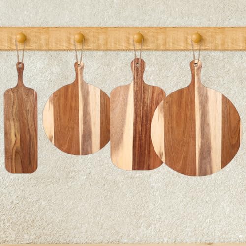 Juego de 4 tablas de cortar de madera con mango miniatura 4