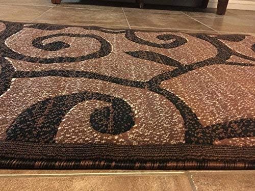 Miniatura 8 de Americana Alfombra moderna de pasillo largo, color marrón y negro, diseño King 154 (32 pulgadas x 10 pies)