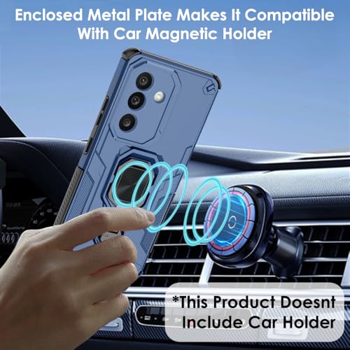 Image of TheGiftKart Tough Armor Bumper Back Case Cover for Samsung Galaxy M56 5G / F56 5G | Ring Holder & Kickstand in-Built | 360 Degree Protection Back Case Cover for Samsung M56 / F56 5G (PC & TPU, Blue)