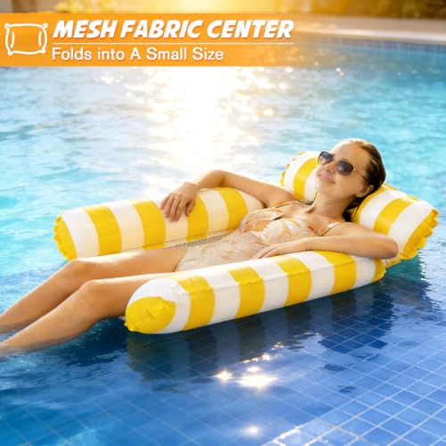 Inflatable Pool Float Hammock β Floating Lounger Chair with Headrest β Durable Mesh Pool Float for Adults β Portable & Comfortable Water Hammock for Swimming Pool, Lake, Beach (Yellow) by UMUACCAN - Used condition - Image 6