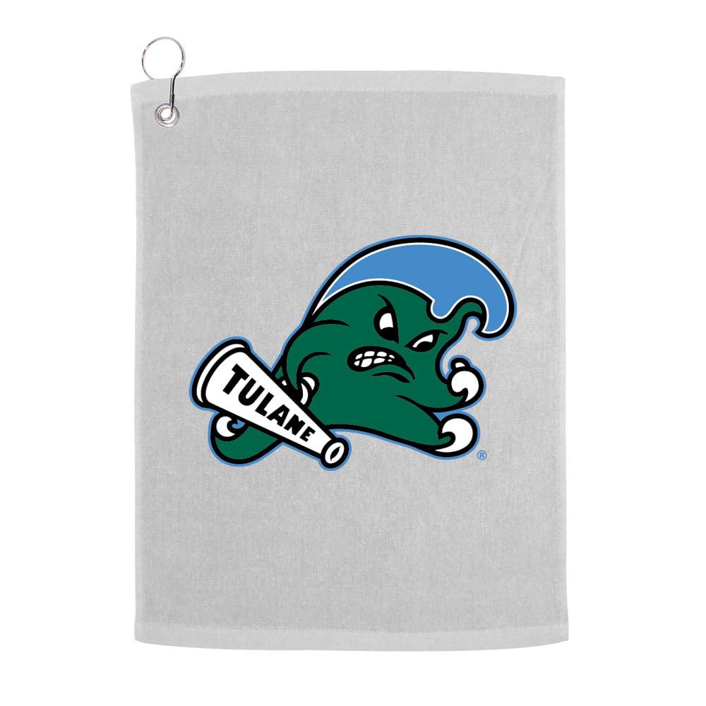 Sport Your Gear Tulane Green Wave Prime Logo Golf Bag Towel with Grommet White