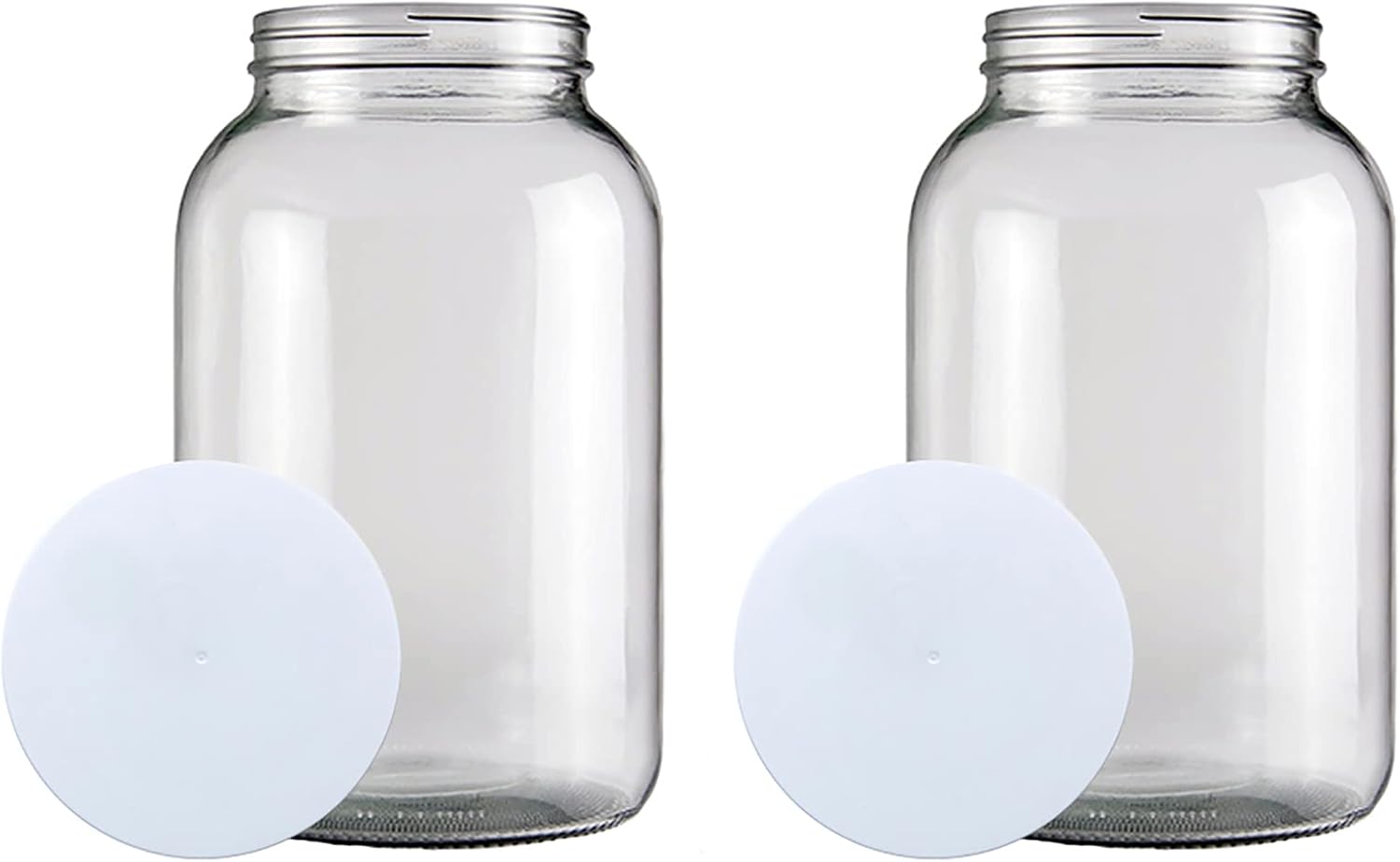 Home Brew Ohio One Gallon Glass Wide Mouth Jar With Solid Lid Set of 2
