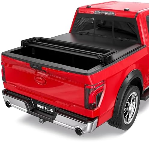 MOSTPLUS 5.5FT Quad Fold Soft Truck Bed Tonneau Cover On Top Comp...