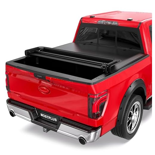 MOSTPLUS Quad 4-Fold 6.5 FT Soft Fold Truck Bed Tonneau Cover Compatible for 2009-2014 Ford F150 F-150 Styleside Fourth Fold (Excl Raptor Series) Without Utility Track System