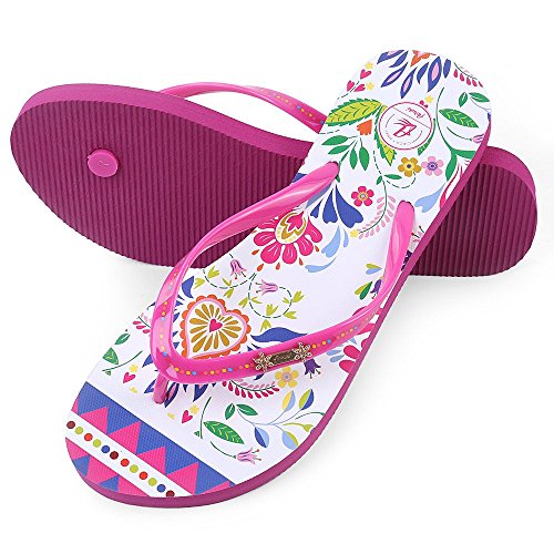 Women Slim Flip Flop Shoes, Lightweight Printing Thong Sandals Beach Slippers2