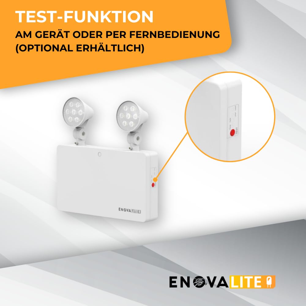 LED Fluchtwegleuchte Notleuchte Twin-Spot mit Akku und Test-Funktion - 3h Notbetrieb - 3W 180lm - Rettungsweg Notausgang Notfall EXIT