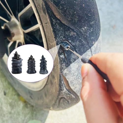 Image of Tire Plug Screws Kit Tire Repair Rubber Studs with Screwdriver 3 Size Mending Nail Plugs Tyre Repair 15 Count