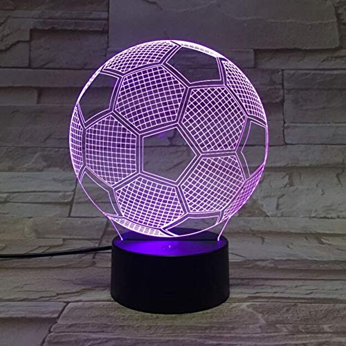 Lámpara de noche 3D fútbol 7 colores con control remoto miniatura 3