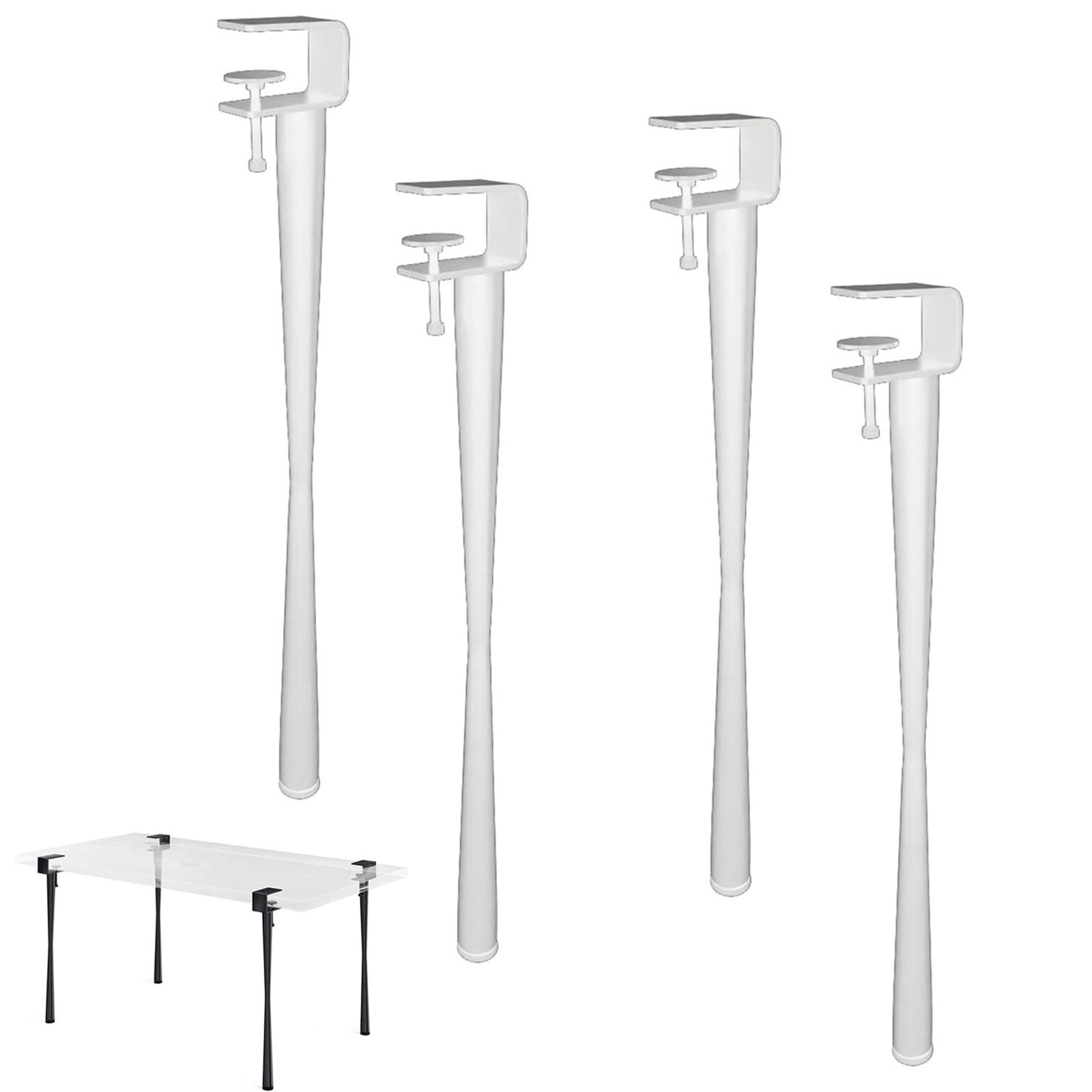 UYHBCNQD 4Pcs Replacement Legs Set Adjustable Furniture Legs Metal Furniture Foot F-Shape Desk Support Legs Removable Coffee Table Feets(Wei�,45cm/17.7in)