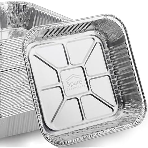 8x8 Foil Pans (55 Pack) - 8 Inch Square Aluminum Pans - Disposable Baking Pans for Heating, Prepping Food & Baking Cakes - Aluminum Baking Pans Disposable - 8 x 8 Baking Pan - Bottom: 6.5x6.5 Cover