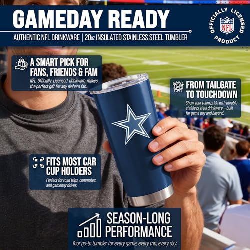 Image of Dallas Cowboys NFL 20oz Stainless Steel Insulated Tumbler, Slider Lid