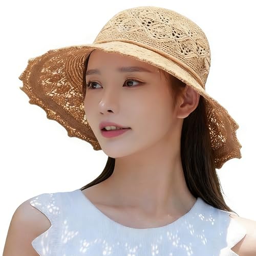 Sombrero de playa de crochet transpirable para mujer miniatura 2
