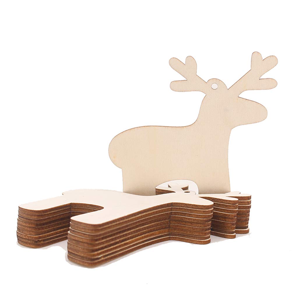 Decorazioni Natalizie A Forma Di Renna In Legno - 15 Pezzi Per Etichette Regalo E Lavoretti Creativi - Foto 9