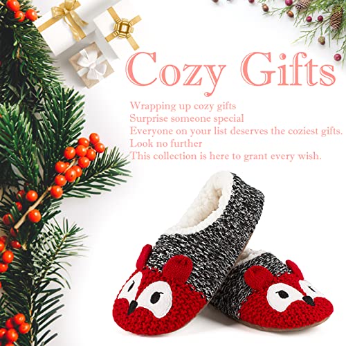 Image of The Metluks Cute Animal House Slippers, Warm Fuzzy Slipper Socks with Grippers Non Slip, Cozy Funny Gifts