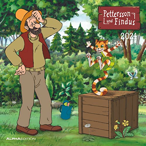 Pettersson & Findus 2024 Brochure Calendar 30 x 30 cm (30 x 60 Open) Calendar with Space for Notes with Removable Poster Wall Calendar