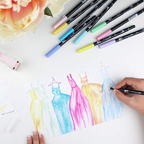 Image of Tombow Abt Dual Brush Pen Set Of 10|Pastel|Assorted|Assorted